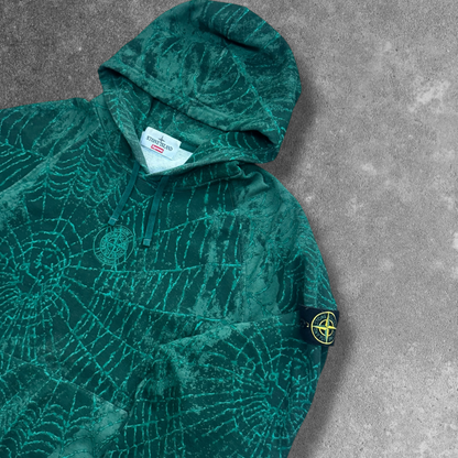Stone Island x Supreme Spiderweb Hoodie Large Green V0053 RRP £230