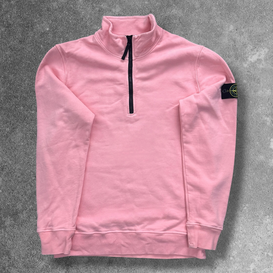 Stone Island Quarter Zip Sweatshirt Large Peach V0083 RRP £250
