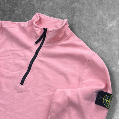 Stone Island Quarter Zip Sweatshirt Large Peach V0083 RRP £250